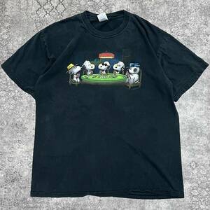 90s PEANUTS M&O Knits SNOOPY スヌーピー Tシャツ オリジナル カジノ バンドT ブラック 90年代 ヴィンテージ ビンテージ vintage