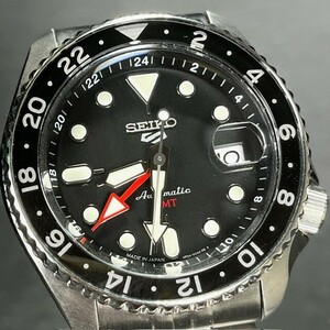 流通限定 超美品 SEIKO5 SPORTS GMTモデル セイコー5 スポーツ 腕時計 自動巻き 手巻き SBSC001 メカニカル メンズ アナログ ブラック