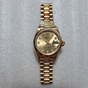 ロレックス　ROLEX デイトジャスト　レディース　10Pダイヤ　18K YG 金無垢　69178G 1985年頃 保証書　コマ　外箱　説明書