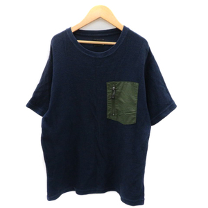 エドウィン EDWIN FIELDMAN Tシャツ カットソー 半袖 Uネック ワッフル生地 M 紺 ネイビー /YK19 メンズ