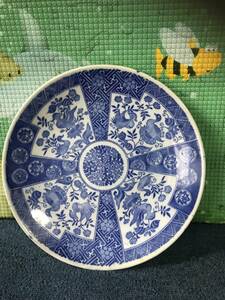 時代物 染付 皿 飾皿 陶器 古食器 和食器 骨董 いげ皿