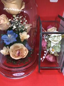 春のレンデフロール祭り#第1弾Reine De Fleur社製24cmガラスドーム薔薇、他1点