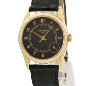【3年保証】 パテックフィリップ カラトラバ 5000J K18YG無垢 黒 スモセコ シグマダイヤル 90年代 自動巻き レディース ボーイズ 腕時計