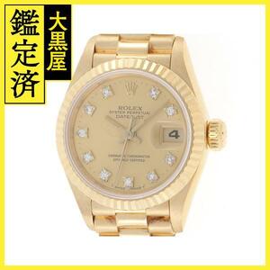 ROLEX　ロレックス　L番　デイトジャスト　69178G　イエローゴールド　YG　シャンパン10P　レディース　自動巻き【432】