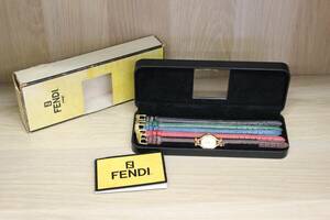 ★【中古 ジャンク品】FENDI 640L レディース 腕時計 F6424M 替えバンド付 　　【Y4051006】★