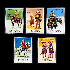 ■スペイン切手　1974年　スペイン兵　5種完