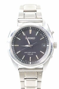 SEIKO セイコー 7B24-0AN0 デイト ソーラー 黒文字盤 メンズ 腕時計 社外ベルト 4797-HA①