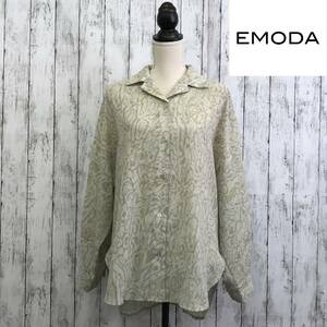 EMODA　エモダ　シアーオープンシャツ　Fサイズ　ライトミックス　体系カバーができ、羽織としても使いやすい　S6-196　USED