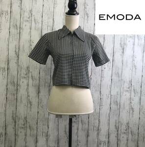 EMODA　エモダ　コンパクトショートシャツトップ　Fサイズ　ライトミックス　逆開ファスナー　S10-250　USED