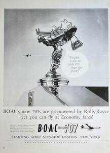 稀少！1960年代B.O.A.C 航空広告/ロールスロイス/フライングレディ/12