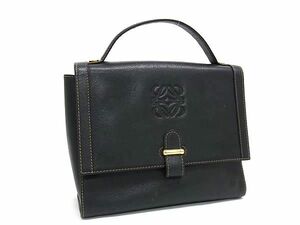 1円 LOEWE ロエベ アナグラム レザー ワンハンドル ハンドバッグ ミニバッグ レディース ブラック系 AW8069