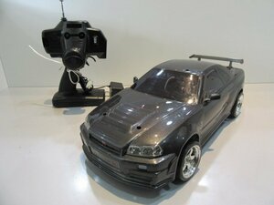 ◆TAMIYA タミヤ 電動RC R34 スカイラインGT-R TA05？ バッテリー・プロポ・充電器付き ラジコン 中古◆3504