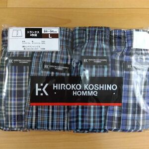 L ヒロココシノ トランクス4枚 前開き 本体綿100% メンズ 紳士 アンダーウェア インナー 肌着下着 コシノヒロコ HIROKO KOSHINO HOMMe