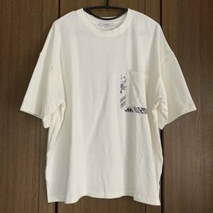 ◆新品 未使用品◆COTORICA. 半袖ビッグTシャツ◆メンズ レディース可 L オフホワイト 白 ペイズリー 5分袖 コトリカ トップス 胸ポケット