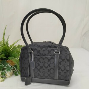 【76】コーチ　COACH シグネチャーサッチェルショルダートートバッグ　型6097 ブラック