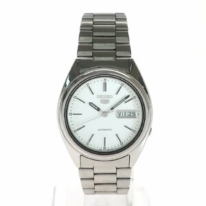 1円スタート 稼働品 SEIKO セイコー SEIKO 5 セイコーファイブ 7S26-3040 デイデイト 自動巻き ラウンド 純正ベルト シルバー文字盤 メンズ