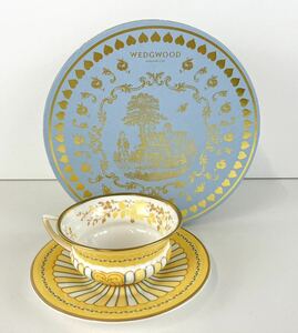 【SM1053】 Wedgwood ウェッジウッド ハーレクイン イエローリボン ティーカップ ソーサー セット HARLEQUIN YELLOW 洋食器 箱付き