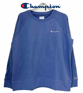 新品 XL ★ Champion チャンピオン レディース トレーナー ブルー スウェット シャツ 裏毛 フレンチテリー ロゴ 綿 大きいサイズ 男女兼用