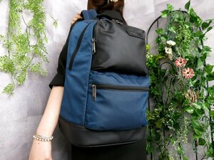 ●超美品●TUMI トゥミ●LakeView DAY BACKPACK●ナイロン PVC レザー 本革●リュックサック●黒 ネイビー●SV金具●A4 収納●Js46117