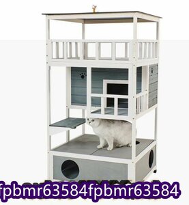 品質保証★ 猫の別荘 猫ベッド簡約 132*70*68cm キャットハウス 実木 多機能 四季にも通用する 家庭 キャットタワー