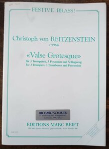 送料無料 金管7重奏楽譜 クリストフ・フォン・ライツェンシュタイン：グロテスクなワルツ 試聴可 3Trp/3Trb/Timp/Perc アンサンブル譜