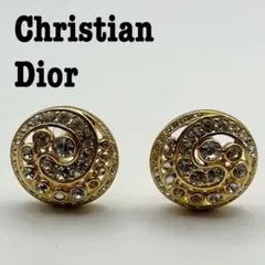 Christian Dior ラインストーン　ゴールド　サークル　イヤリング