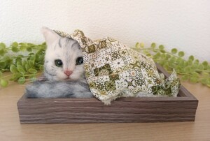 羊毛フェルト猫「K」アメリカンショートヘア　羊毛フェルト　可愛い　猫　ハンドメイド　猫雑貨　猫作品　一点物　インテリア　