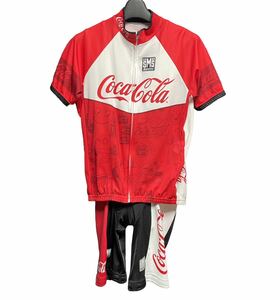 【中古・古着】サイクルジャージ ビブショーツ サイクリングウェア コカコーラ Cola サンティーニ santini上下セット Sサイズ