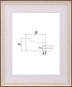 水彩用額縁 樹脂製 UVカットアクリル付 8155 サイズ F8号 ホワイト 金