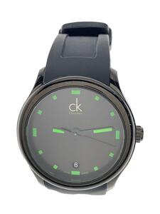Calvin Klein◆クォーツ腕時計/アナログ/ラバー/BLK/BLK/SS/K2V214