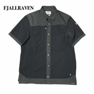 FJALLRAVEN フェールラーベン G-1000 ミリタリーシャツ L ブラック 黒半袖シャツ ロゴワッペン 