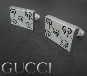 【送料無料】 グッチ GUCCI カフス ボタン スウィヴル式 GGゴースト スカル SV925 シルバー Ag メンズ 紳士 レディース 小物 シャツ袖飾り