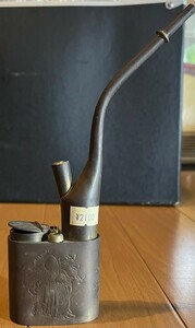 【②-D5】 喫煙具 パイプ 水パイプ 水タバコ 真鍮製 仙人画 アンティーク レトロ ヴィンテージ