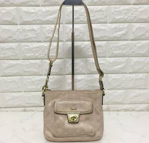 no19709 COACH コーチ シグネチャー キャンバス 斜め掛けショルダー バッグ ポシェット ☆