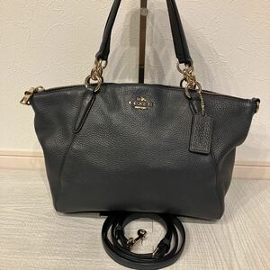 【美品】【コーチ】COACH 2WAY バッグ レザー ハンド ショルダー F36675 ネイビー