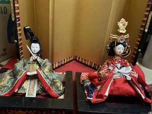 お雛様 ひな人形 雛人形 アンティーク 内裏雛 親王飾り ひな祭り 日本人形 ヴィンテージ　金屏風　桃の節句