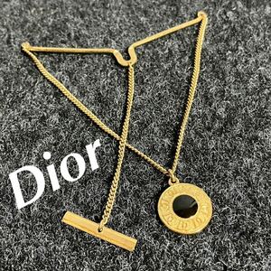 【ws220】希少 Dior ディオール ネクタイチャーム ゴールドカラー CDロゴ 黒x金 ネクタイピン