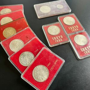 1964年 昭和39年　東京オリンピック 記念硬貨 1000円銀貨 まとめて10枚 100円銀貨1枚 ケース入り ★15