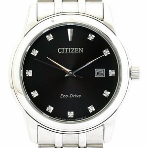 CITIZEN シチズン Eco-Drive エコドライブ BM7340-55E ソーラー デイト ブラック文字盤 ダイヤモンド メンズ腕時計 #32402
