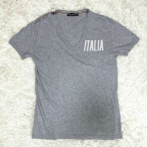 DOLCE&GABBANA ドルチェ&ガッバーナ ITALIA イタリア 半袖 Tシャツ ブランドロゴ グレー M相当サイズ