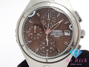 セイコー SEIKO アルバ ワイアード クロノグラフ メンズ 腕時計 デイト V657-0A30 茶 ブラウン SS ALBA WIRED 【中古】 ht4323