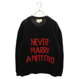 GUCCI グッチ NEVER MARRY MITFORD 514906 X9S26 レタリング スネーククラウンデザイン ニットセーター ブラック