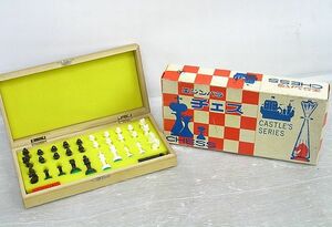 【Nサキ250】昭和レトロ エジンバラ チェス キャッスルシリーズ ゲームのはなやま 木製チェス盤 テーブルゲーム おもちゃ 玩具