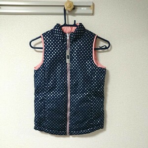 新品 未使用 タグ付き GAP ギャップ キッズ ジャケット ジャンパー ベスト 中綿 リバーシブル ネイビー 銀色 花柄 ピンク サイズ 140 人気 