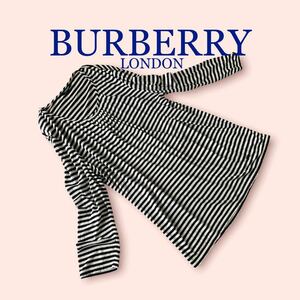 美品 BURBERRY LONDON ボーダー レディース カットソー ラメ糸入り 軽い肌触り ゆるふわシルエット バーバリー ロンドン チュニック 日本製