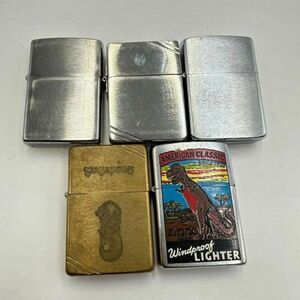 F308 まとめ ◎ Zippo ジッポー ローラー式オイルライター 5点セット シルバーカラー アメリカンクラシック シンガポール 2点火花あり