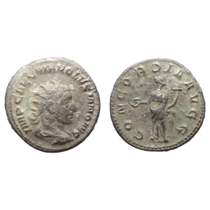 【古代ローマコイン】Volusian（ウォルシアヌス）未クリーニング シルバーコイン 銀貨 アントニニアヌス(dHN43uKXiY)