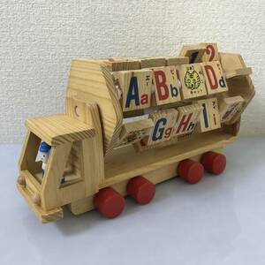 知育おもちゃ 英語 アルファベット 木のトラック 木のぬくもり 昭和レトロ