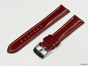 ラグ幅：20mm レッド系 ボルドー コードバン 本革 レザーベルト ハンドメイド 尾錠付き レザーバンド 腕時計ベルト LB101