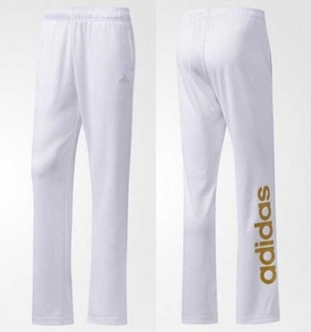 アディダス ビッグ リニアロゴ ジャージパンツ XO(3L)サイズ ホワイト/ゴールド 白 メンズ ロングパンツ